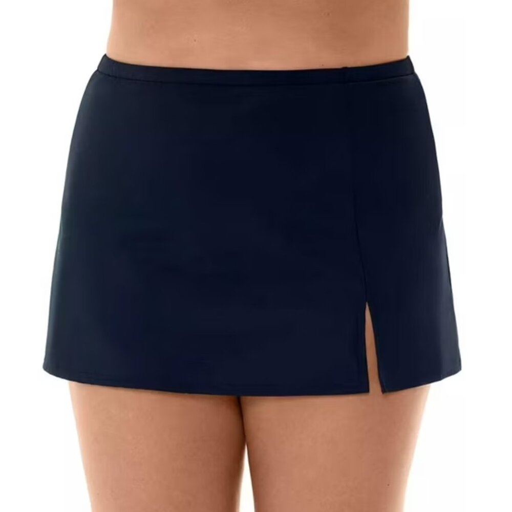 NWT Swim Solutions Plus Women's Thigh Minimizer Swim Skirt Black 22W - Picture 2 of 8